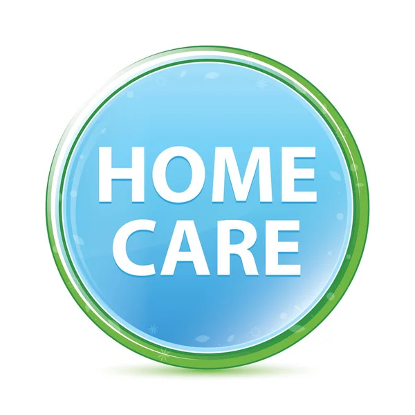 Home Care doğal su cyan mavi yuvarlak düğme — Stok fotoğraf