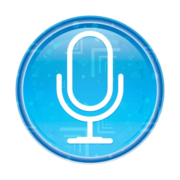 Microphone icon floral blue round button — Stock Photo, Image