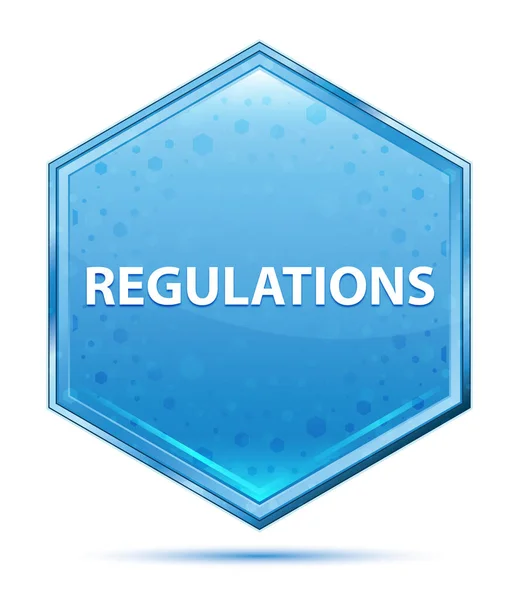 Regulaciones botón hexágono azul cristal —  Fotos de Stock