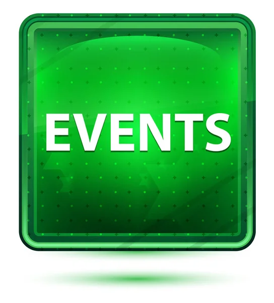 Veranstaltungen neonhellgrüne quadratische Taste — Stockfoto