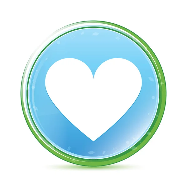 Corazón icono natural aqua cyan botón redondo azul —  Fotos de Stock