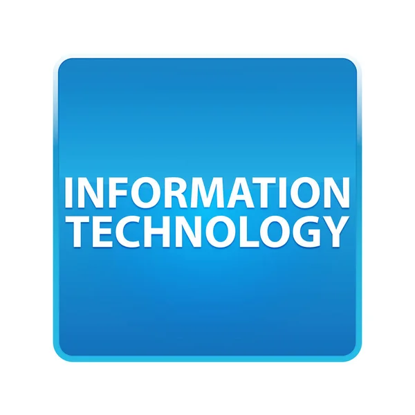 Technologia informacyjna błyszczący niebieski przycisk kwadratowy — Zdjęcie stockowe