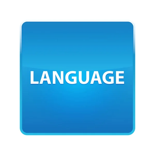 Sprache glänzend blauer quadratischer Knopf — Stockfoto