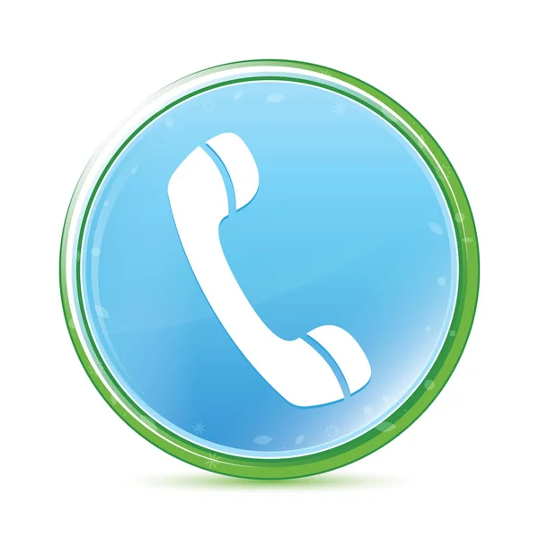 Ikona telefonu přírodní aquazurový modrý kulatý knoflík — Stock fotografie