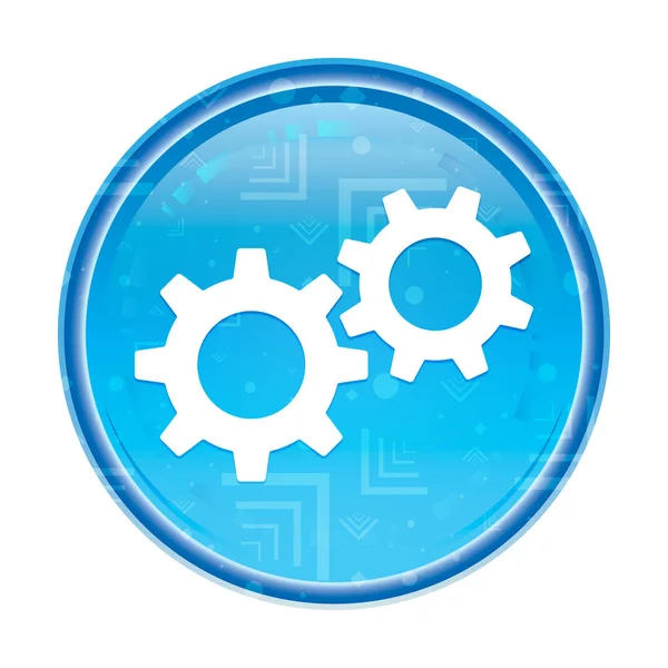 Inställningar process ikon blommig blå rund knapp — Stockfoto