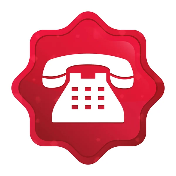 Ikona telefonu zamlžené, růžové tlačítko s červeným hvězdým štítkem — Stock fotografie