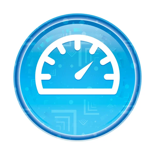 Ikona miernika prędkościomierza kwiatowy niebieski okrągły przycisk — Zdjęcie stockowe