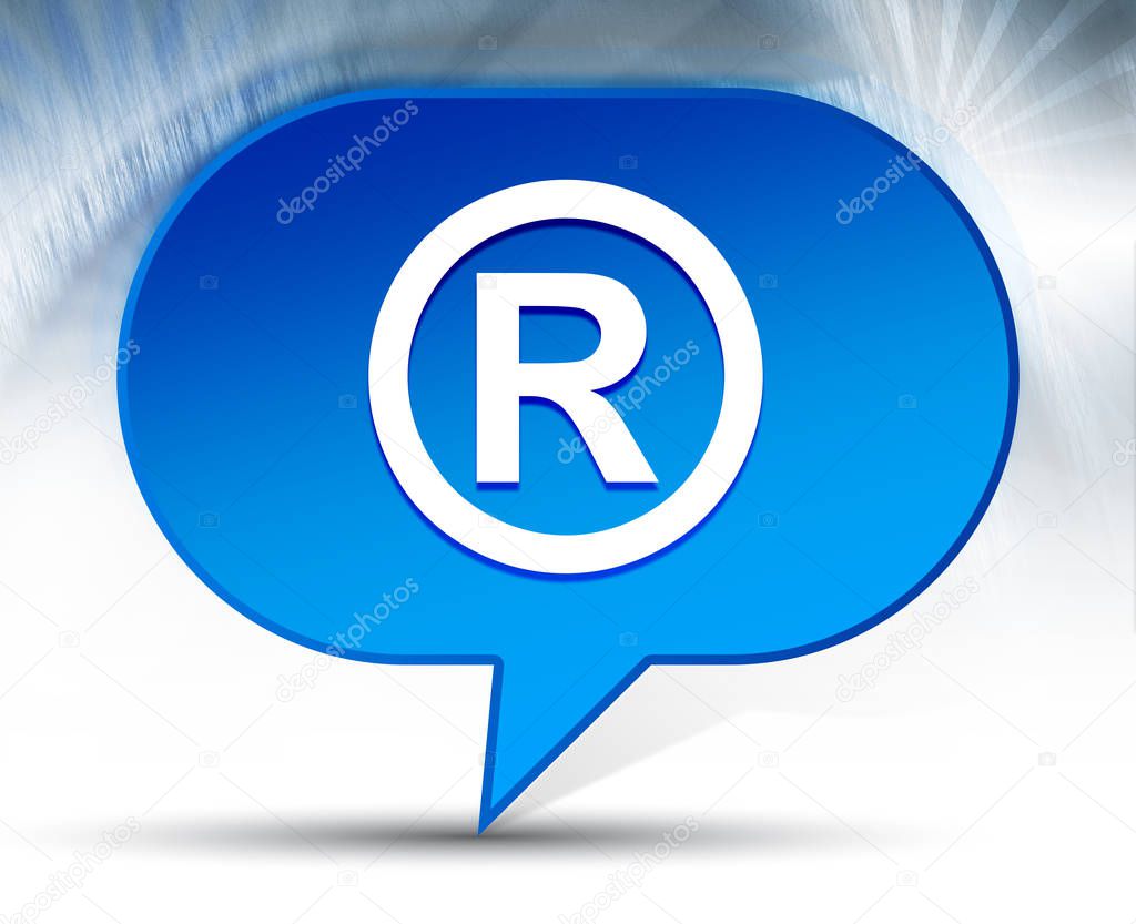 Registered symbol icon blue bubble background