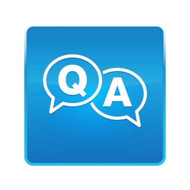 SSS simgesi parlak mavi kare düğmesi