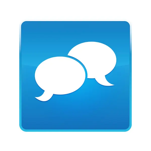 Chat icon shiny blue square button — Stock Photo, Image