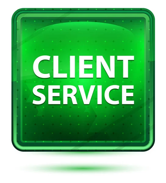 Client Service Neon Light Green Square Button — Stock Photo, Image