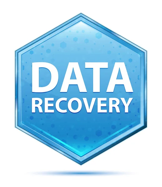 Data Recovery cristal azul hexágono botão — Fotografia de Stock