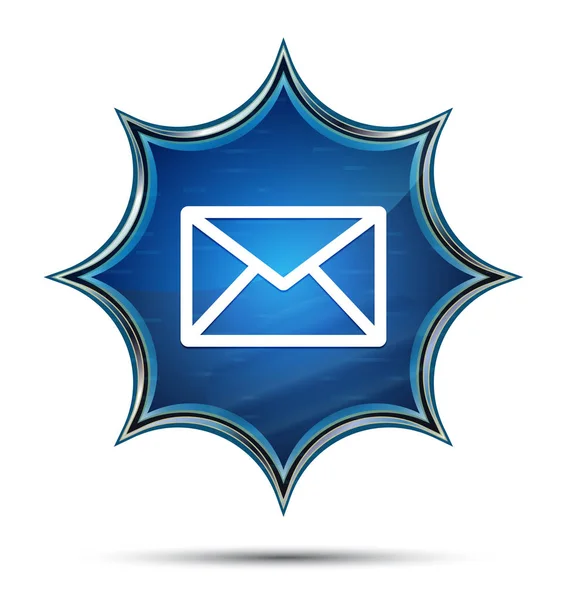 Email icon magical glassy sunburst blue button — Stock Photo, Image