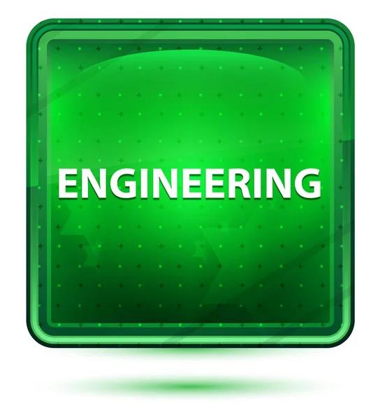 Engineering Neon ljusgrön fyrkantig knapp — Stockfoto