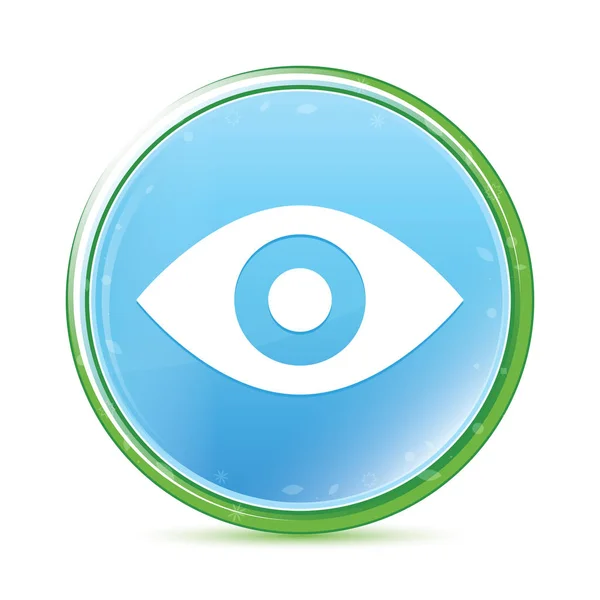 Eye icon natuurlijke Aqua cyaan blauwe ronde knop — Stockfoto