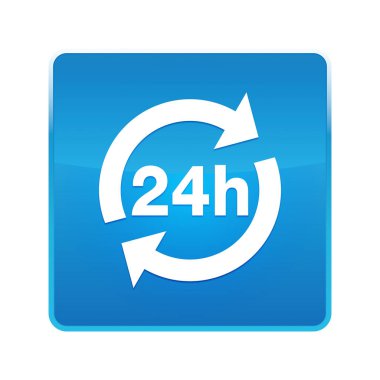 24 saat güncelleme simgesi parlak mavi kare düğmesi
