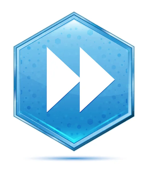 ジャンプフォワードアイコンクリスタルブルー六角形ボタン — ストック写真