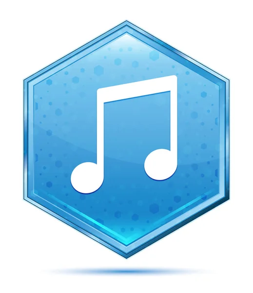 Ikona hudebního upozornění křišťálové tlačítko s modrým šestihranem — Stock fotografie