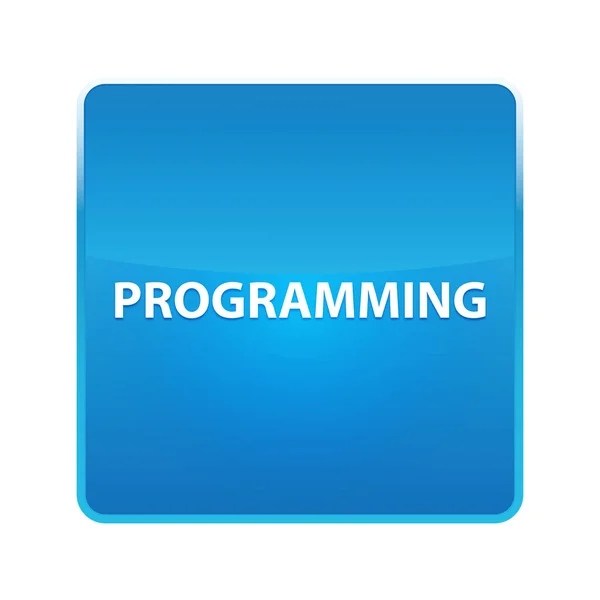 Programming shiny blue square button — Stock Photo, Image