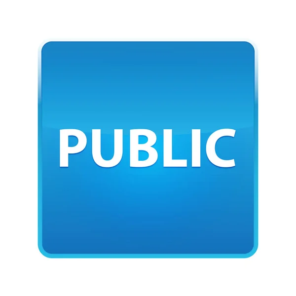 Public shiny blue square button — Stock Photo, Image