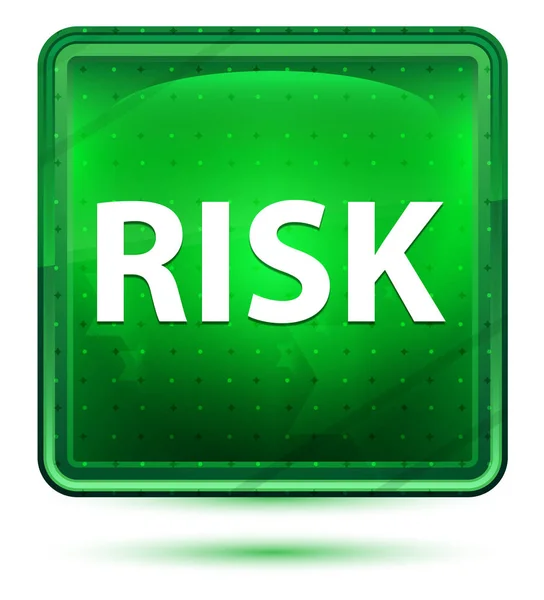 Risk Neon Işık Yeşil Kare Düğme — Stok fotoğraf