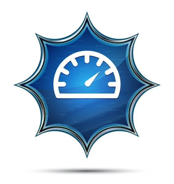 Miernik prędkościomierza ikona magiczny szklisty Sunburst niebieski przycisk — Zdjęcie stockowe
