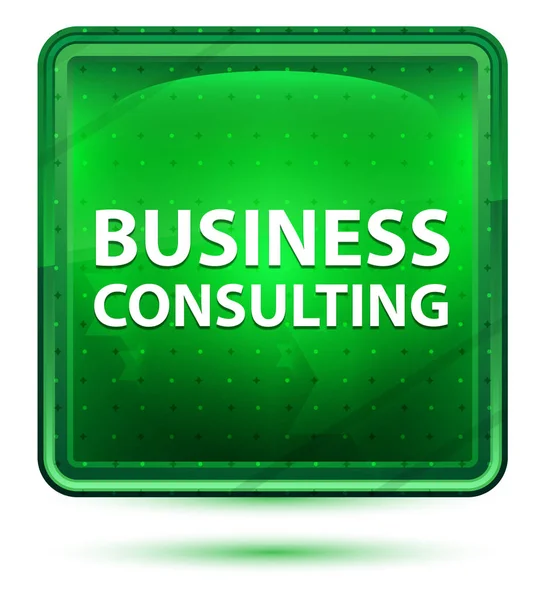 Business Consulting Pulsante quadrato verde chiaro al neon — Foto Stock