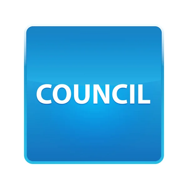 Rada błyszczący niebieski przycisk kwadratowy — Zdjęcie stockowe