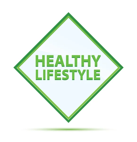 Healthy Lifestyle modern abstract green diamond button — Stock Photo, Image
