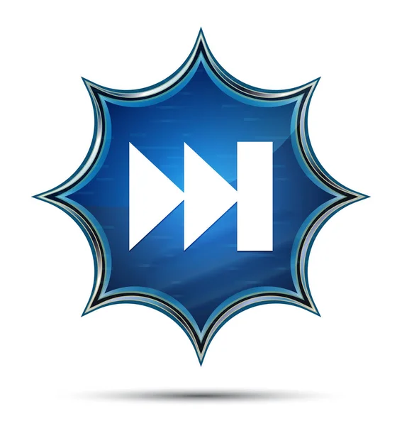 Successivo track playlist icona magica blu sunburst vetro pulsante — Foto Stock