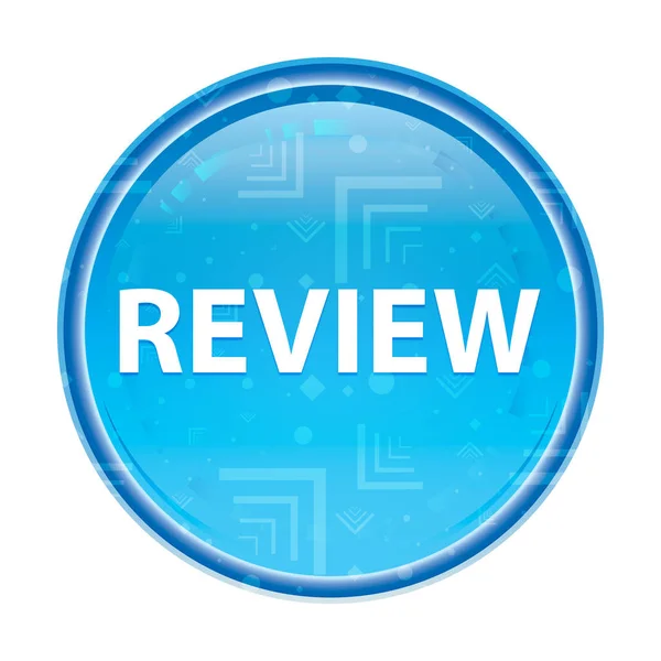 Review floral blue round button — Stock Photo, Image