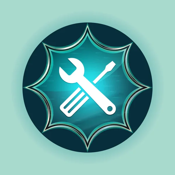 Tools icon magical glassy sunburst blue button sky blue backgrou — Stock Photo, Image