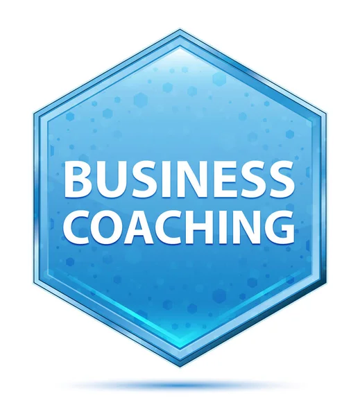 Business Coaching pulsante esagonale blu cristallo — Foto Stock