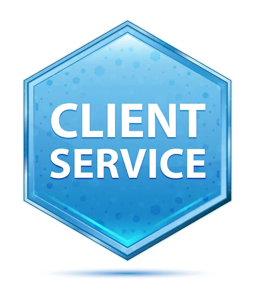 Client Service crystal blue hexagon button — Stock Photo, Image