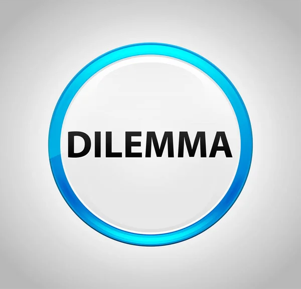 Dilemma okrągły niebieski przycisk — Zdjęcie stockowe