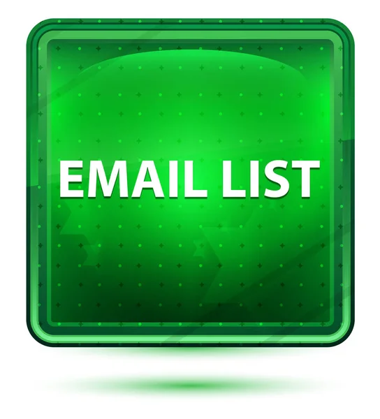 メールリストネオンライトグリーンの正方形ボタン — ストック写真