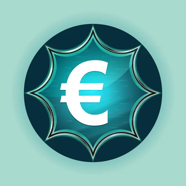 Euro skylt ikon Magical glasartade Sunburst blå knapp himmelsblå tillbaka — Stockfoto