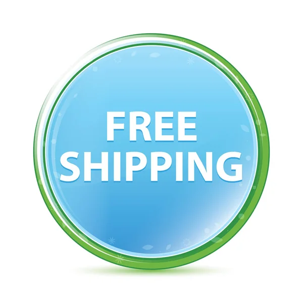 Free Shipping natural aqua cyan blue round button — Stock Photo, Image