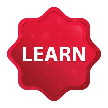 Puslu gül red starburst etiket düğmesi öğrenin