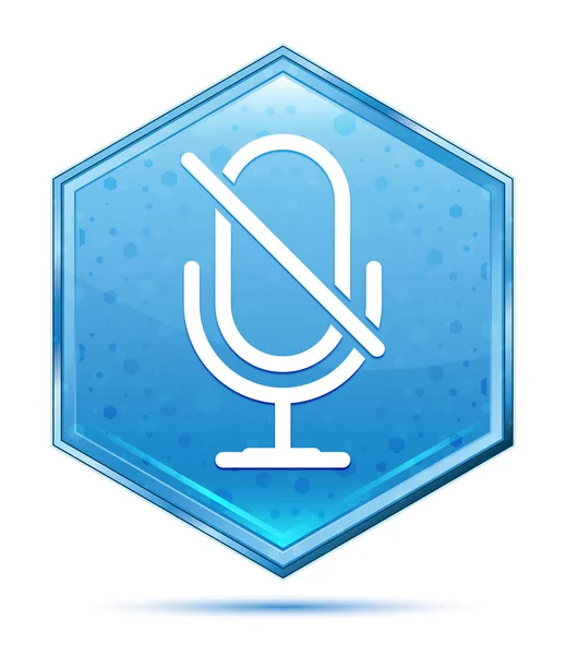 Иконка микрофона и синяя шестиугольная кнопка — стоковое фото
