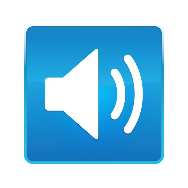 Głośność ikona głośnika błyszczący niebieski kwadrat przycisk — Zdjęcie stockowe
