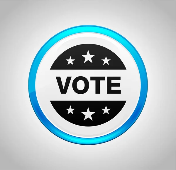 투표 배지 아이콘 둥근 파란색 푸시 버튼 — 스톡 사진