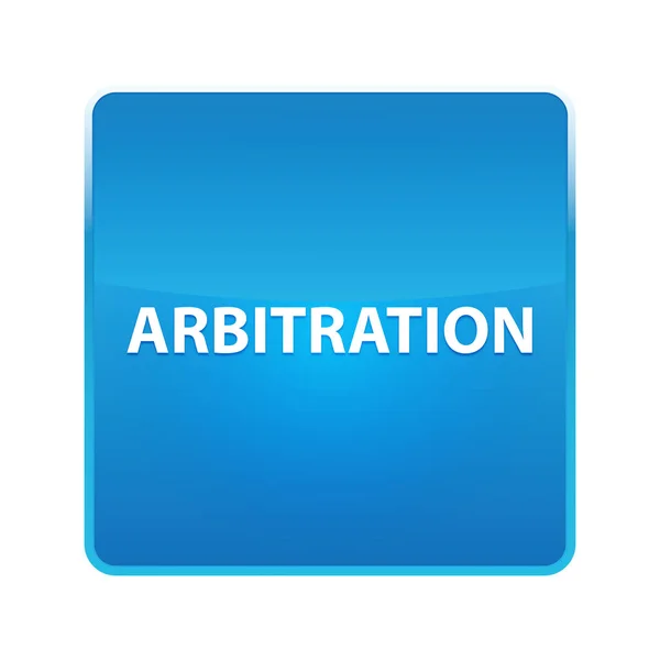 Arbitragem brilhante botão quadrado azul — Fotografia de Stock