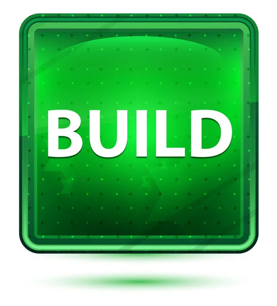 Build Neonfény zöld négyzet gomb — Stock Fotó
