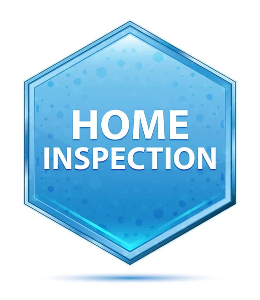 Home Inspection kristály kék hatszög gomb — Stock Fotó