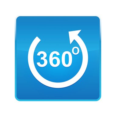 360 derece ok simgesi parlak mavi kare düğmesini döndürmek