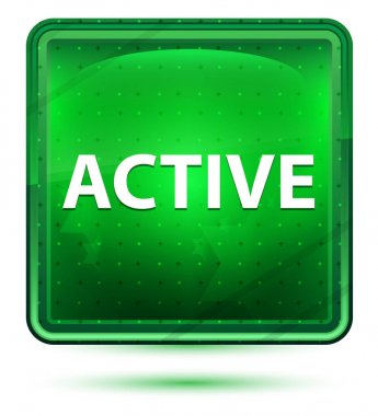 Aktif Neon Işık Yeşil Kare Düğmesi