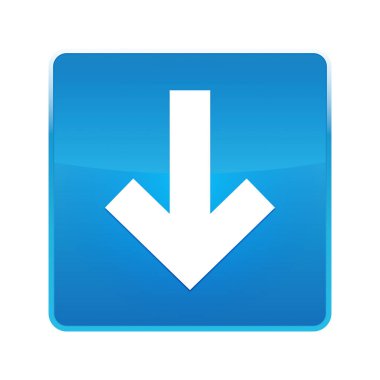 Aşağı ok simgesi parlak mavi kare düğmesi