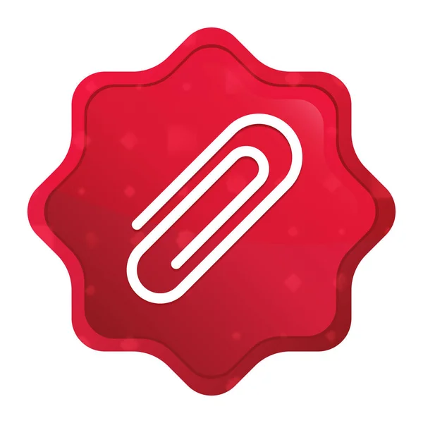 Paper clip icon misty rose red starburst sticker button — Stock Photo, Image