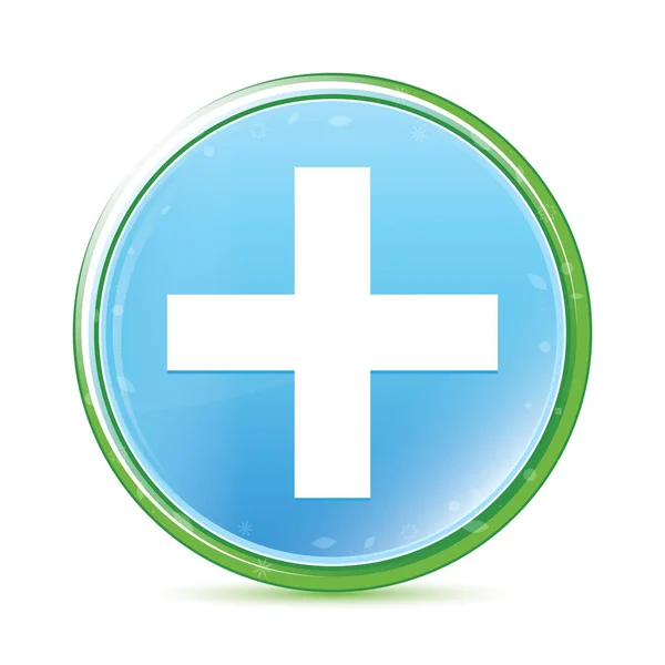 Plus icon natural aqua cyan blue round button — Stock Photo, Image